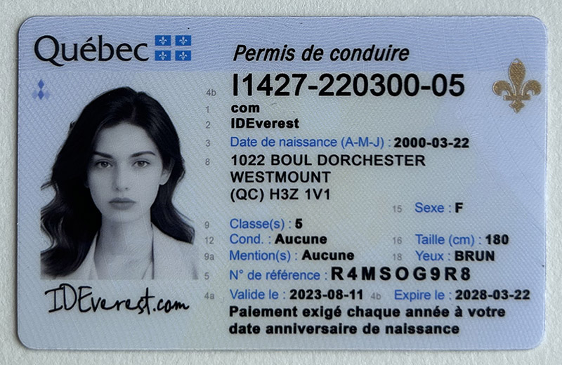 Quebec Fake ID Card - Best Fake Canadian ID Card Maker