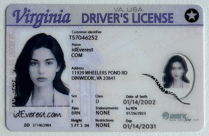 Scannable Fake Virginia Driver's License